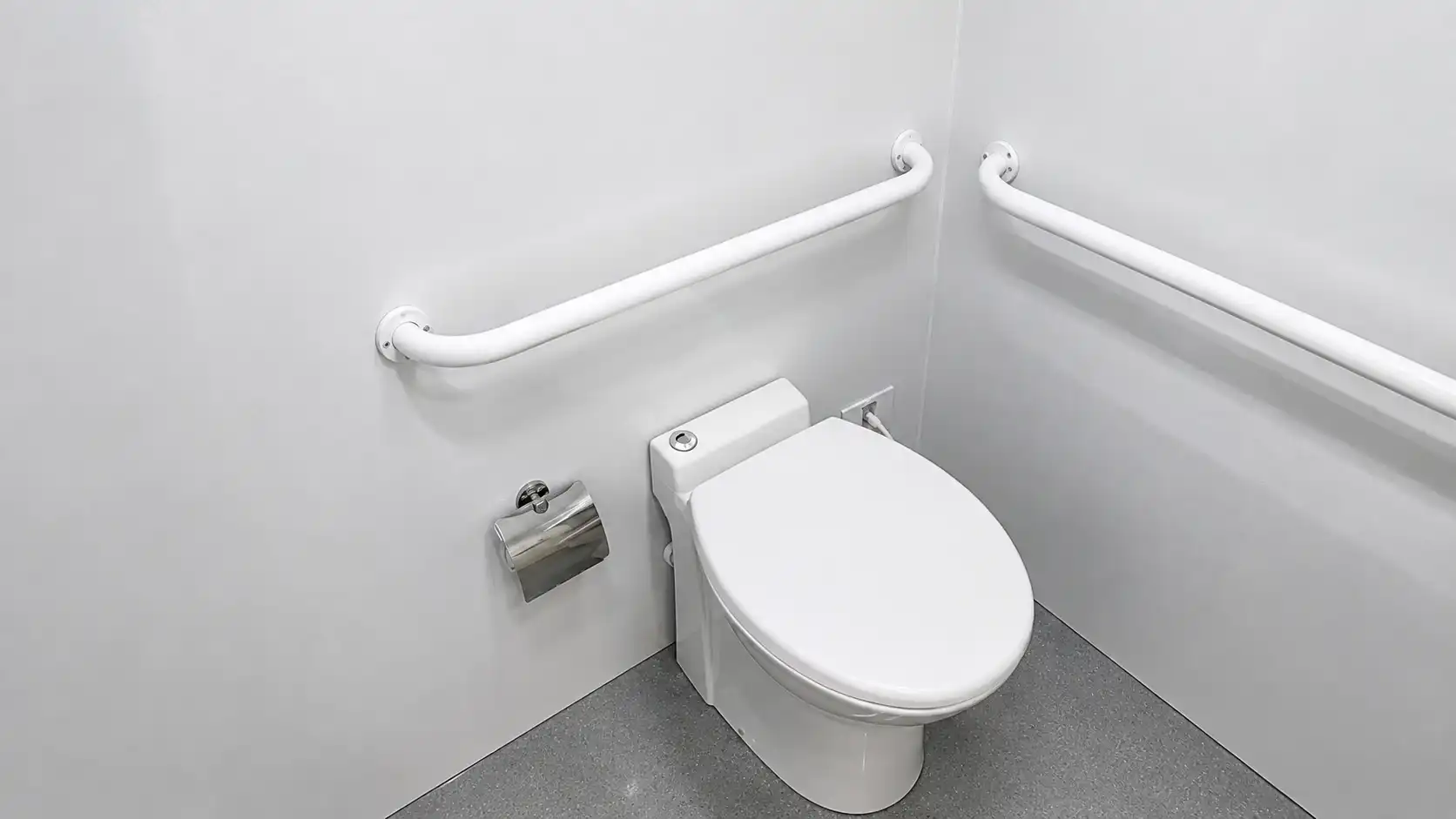 Banheiro acessível da unidade móvel de saúde