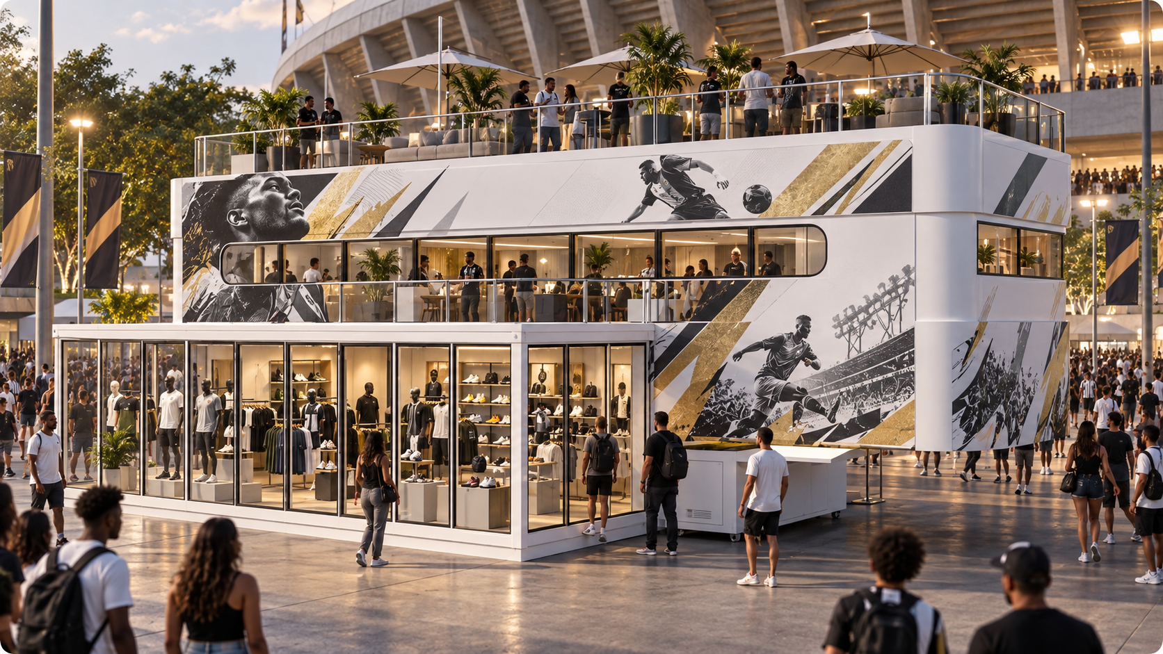 Magna Rooftop Labor em ambiente de estádio para ativação com torcedores